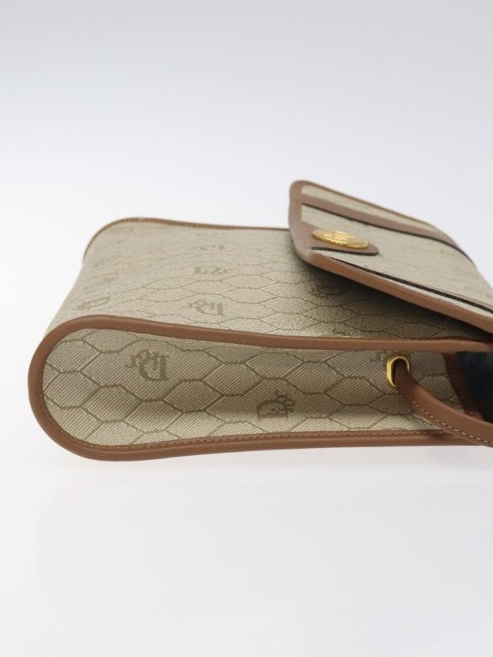 Christian Dior Honeycomb Canvas Shoulder Bag PVC Beige Gold Auth 125574 - Picture 5 of 16